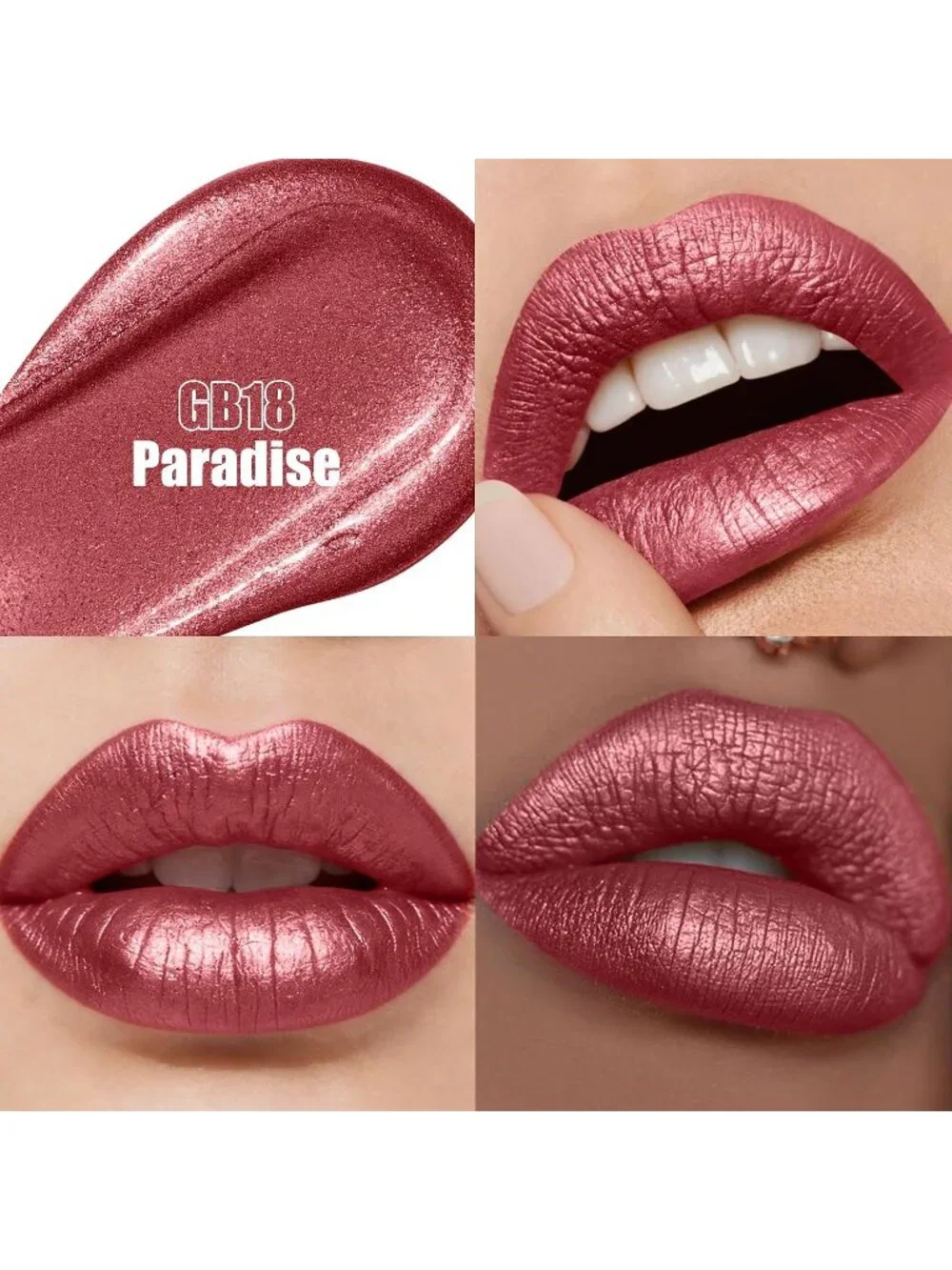 Women's GB18 Paradise Metallic 2-in-1 Glitter Long Lasting Lipstick & Lip Liner